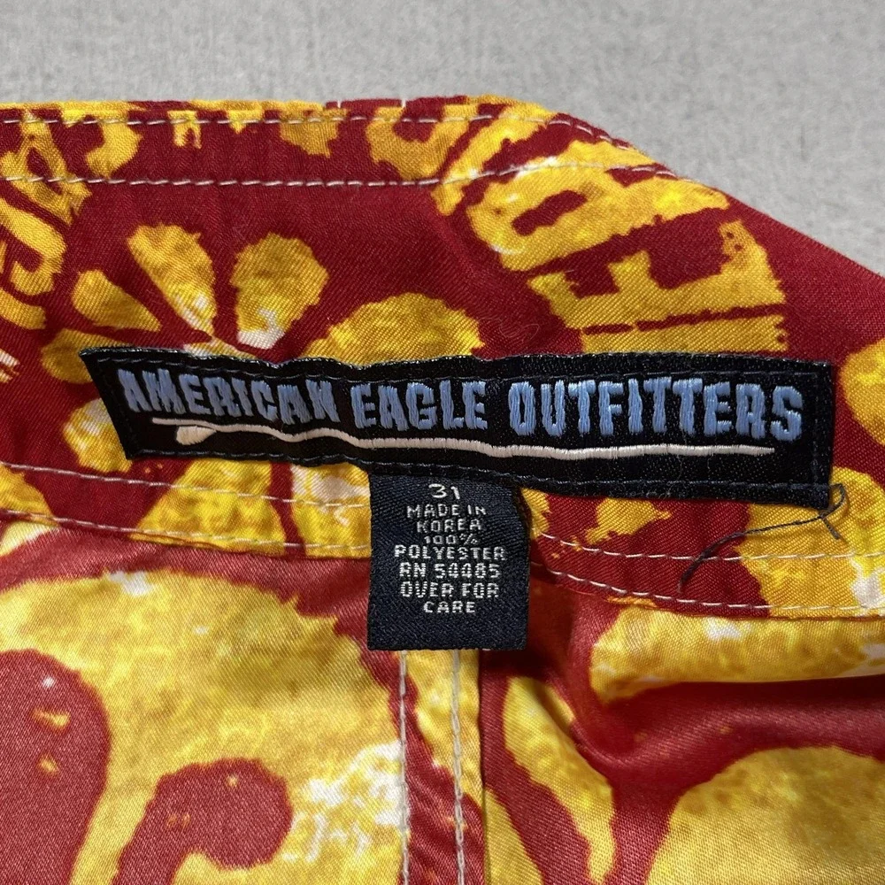 American Eagle Swim Shorts Men 31 Surf Board Trunks Floral Drawstring Mesh Y2K